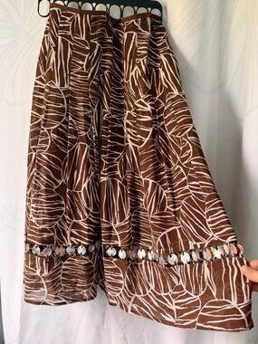 Josephine Chaus Vintage Brown And White Midi Skirt Size Small (4) W Shell